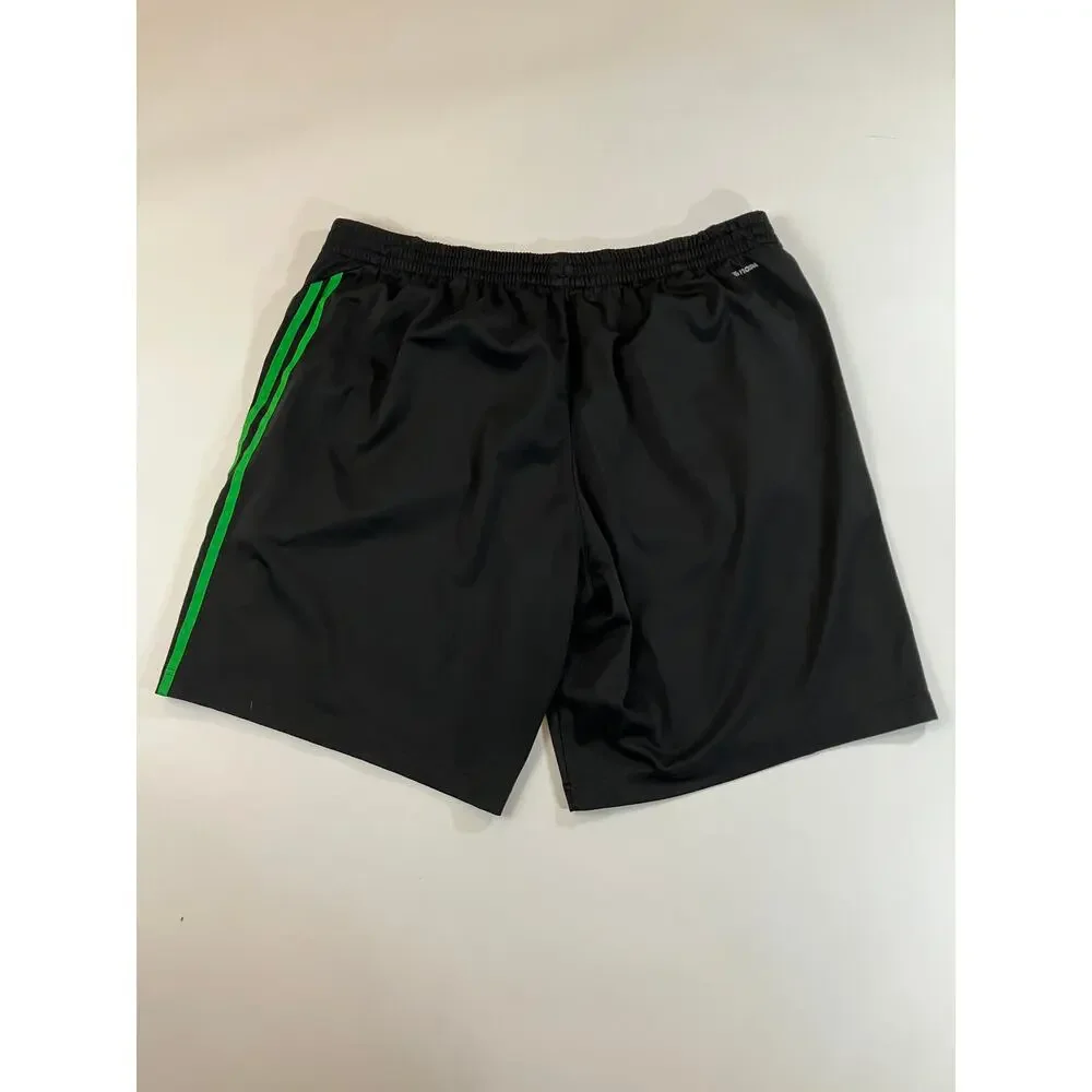 Adidas Climalite Men XL Black Green 3 Stripe Athletic Training Shorts 2013